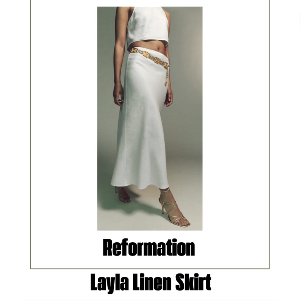 NWT Reformation Layla Linen Skirt, size medium